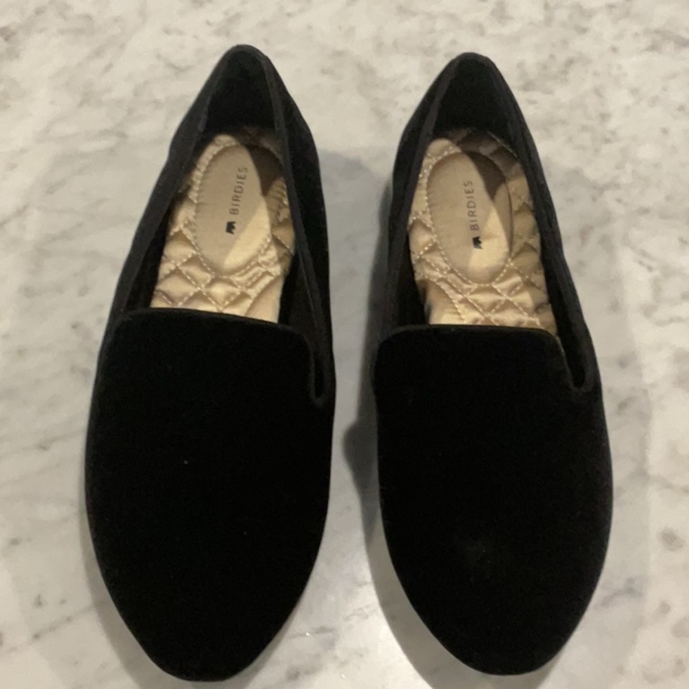 Birdies Black Flats with Textured Fabric and Slip-On Design Never Worm